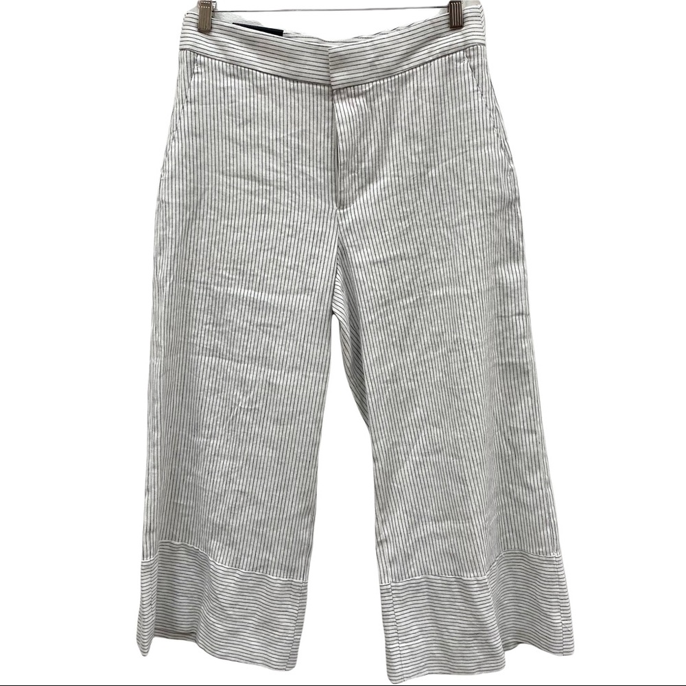 BANANA REPUBLIC High Rise Linen Blend Wide Leg Cropped Striped Pants NWT!!
